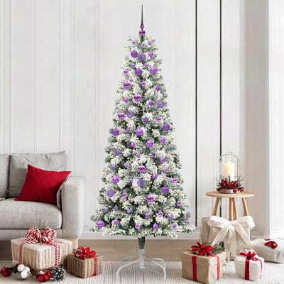vidaXL - Kunstmatige - Hinged - Kerstboom - 300 - LED's - Groen - en - Wit - 210 - cm