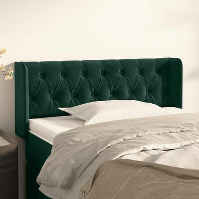 vidaXL - Hoofdbord - met - randen - 93x16x78/88 - cm - fluweel - donkergroen