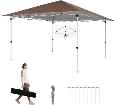 Partytent opvouwbaar - Paviljoen - 3,5 x 3,5 m - Easy up - Waterdicht - met Zijwanden - Weerbestendig - Bruin