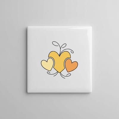 Elegante Hartjes Trio Tegel – Charmante 15×15 cm Keramische Liefdesthema Wanddecoratie Cadeau