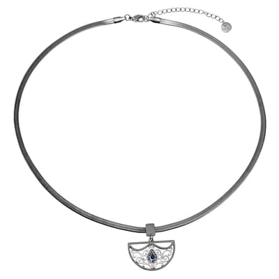 47cm x 3mm Ketting Dames - Gepolijst RVS - Platte Slangenketting met Hanger