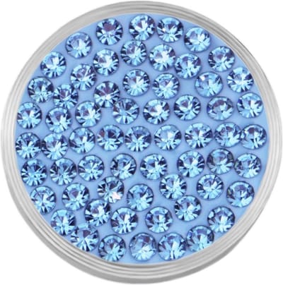 Quiges RVS Verwisselbare Mini Munt met Zirkonia Stenen Lichtblauw - SLSRC028