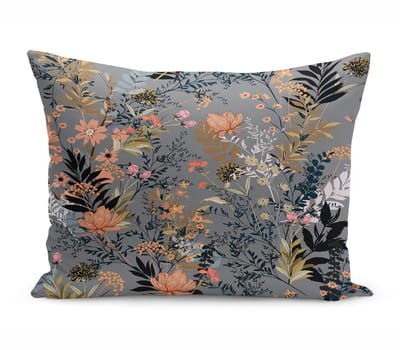 Kussensloop - kussenhoes - Sierkussenhoes - hoes voor sierkussens 30x50 cm - Bloemen op grijs - Fluweel