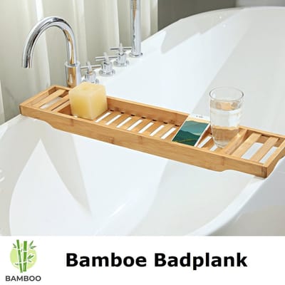 Badrekje voor over bad - 70 cm lang - Bamboe hout - Badrek - Badplank - Badbrug - Basic bad tafeltje voor in bad
