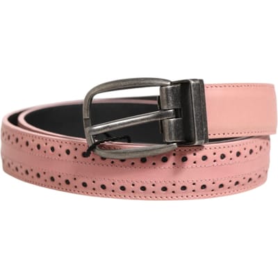 Dolce & Gabbana Roze Leren Gaatjes Detail Gespriemel Tailleband