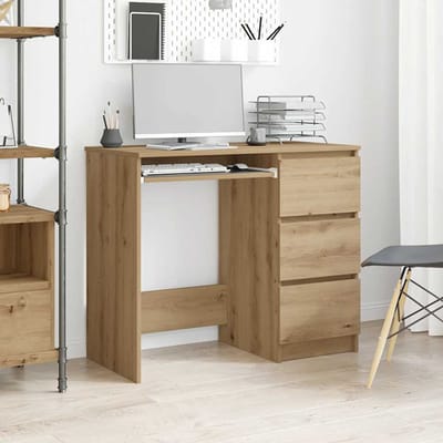 vidaXL - Bureau - 90x45x76 - cm - bewerkt - hout - artisanaal - eikenkleur