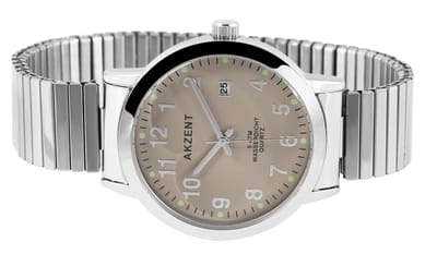 AKZENT Herenhorloge roestvrij staal zilver, datumweergave