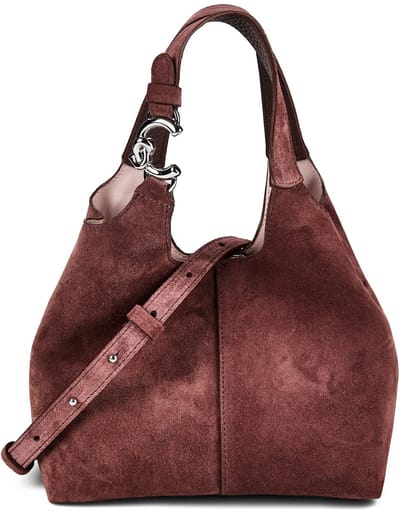 COCCINELLE Leren handtas schoudertas C-Easy Handbag Suede Berry / Berry donkerpaars