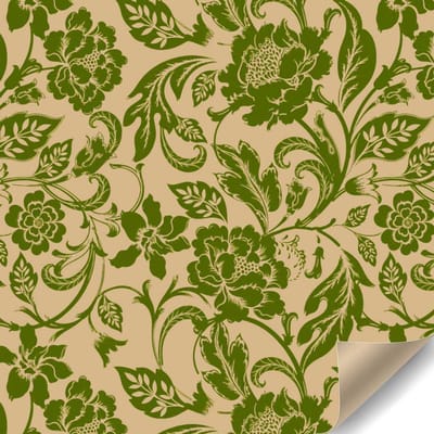Papierrol Cadeaupapier – Baroque Flowers – 60 cm x 100 m – Groen Inpakpapier – Duurzaam & Recyclebaar