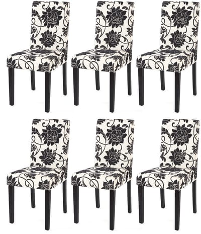 Set van 6 eetkamerstoelen Keukenstoel Littau ~ textiel, jacquard, donkere poten