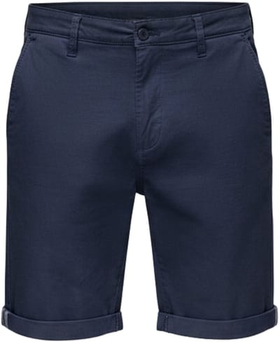 OMBRE Korte Broek - Loose Fit - Katoen - Knopen Marine S