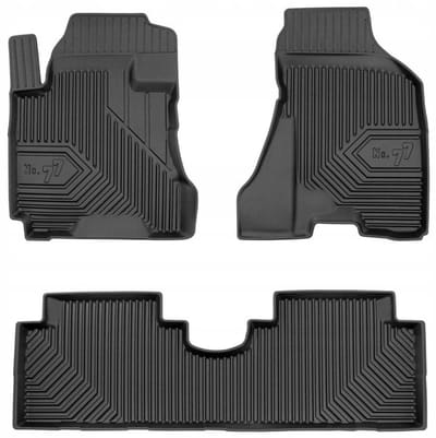 No.77 Premium Rubberen Mattenset - Geschikt voor Hyundai Tucson I (2004-2010) - Versie zonder clips - 3-delig (Achtermat uit één stuk) - TPE - Geurloos - Zwart - FROGUM