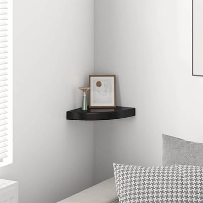 vidaXL - Hoekschap - zwevend - 25x25x3,8 - cm - MDF - hoogglans - zwart