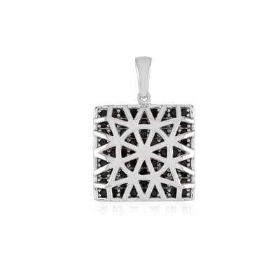 Cavill - Zilveren Hanger Met Zwarte Spinel - 925 Sterling Zilver Geplatineerd - 0,95 ct Ronde Spinel - Geometrisch Design - Luxe Sieraden