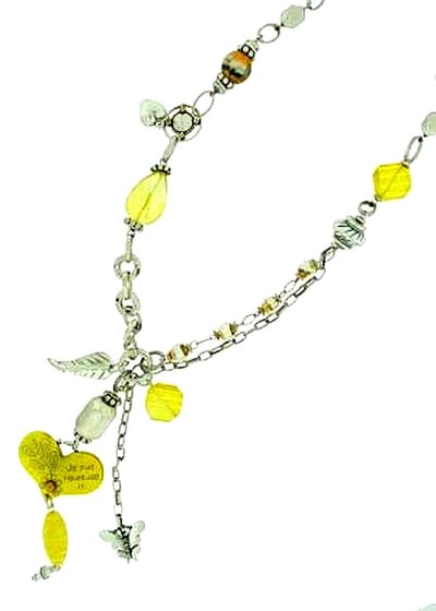 Behave - Lange ketting met hartbedel en tekst - Geel en zilverkleur - 60 cm + 7,5 cm verlengketting