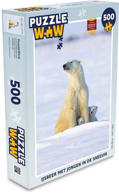 Puzzel IJsbeer - Sneeuw - Welpen - Legpuzzel - Puzzel 500 stukjes