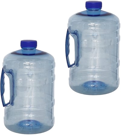 Gerimport Watercontainer/jerrycan - 2x - 2 Liter - Kunststof - blauw - 13 x 22 cm - kamperen/camping/wecken - vloeistof