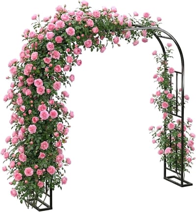 Rozenboog Metaal - Tuinboog Poortboog - Klimplanten Ondersteunen - Verstelbare Breedte - 240x240cm - Zwart
