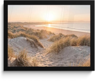 Poster in lijst - Fotolijst 40x30 cm - Posters - Duinen - Strand - Zee - Posterlijst zwart - Decoratie - Wanddecoratie woonkamer - Muurdecoratie slaapkamer