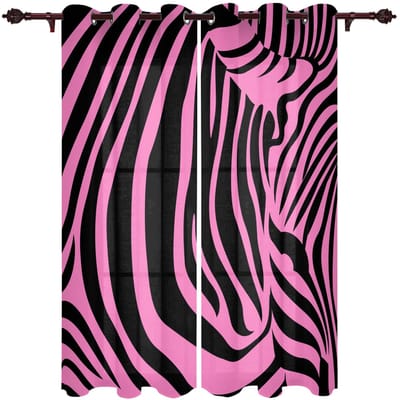 2 STUKS Rode Zebra Luipaardprint Raamgordijnen Woondecoratie Slaapkamer Raambekleding Valgordijnen voor Woonkamer Oogjesbovenkant 2x110W240H(CM)&Hook