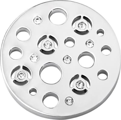 Quiges - Munthouder Munt 25mm RVS met Zirkonia Bubbels Zilverkleurig - EPRS083