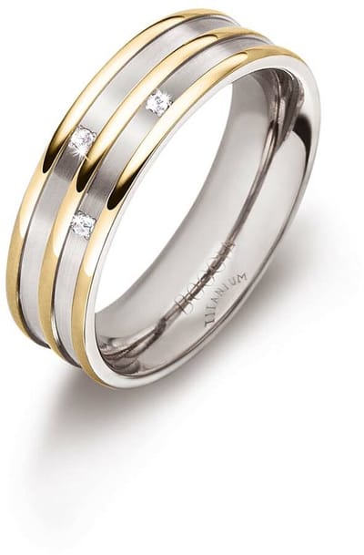 Boccia Titanium 0151-0248 Dames Ring - Trouwring - Sieraad - 0,015 crt - Goudkleurig/Grijs - Diamant - 6 mm breed - 6 mm lang