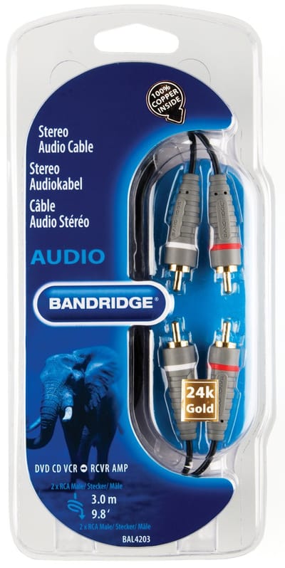 Bandridge Tulp stereo audio kabel - 3 meter