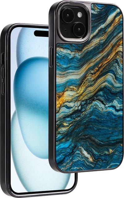 Telefoonhoesje Geschikt voor iPhone 15 hoesje Marmer shockproof backcover Groen