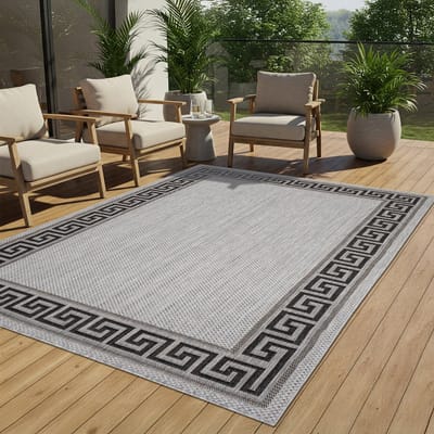Tapiso Melissa Buitenkleed Buitentapijt Grijs Vloerkleed Binnen Buiten Kleed Tapijt Maat- 60x100