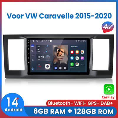 Awesafe Autoradio 6GB+128GB met Carplay en Android auto - Geschikt Voor VW Volkswagen Caravelle 2015 t/m 2020 - Radio scherm met Navigatie GPS - 8 Kern V1PRO Versie - Draadloos Apple Carplay & Android