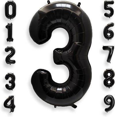 Giant Zwarte Verjaardagscijfer 3 - 40 Inch Reuzenballon voor Feestdecoratie