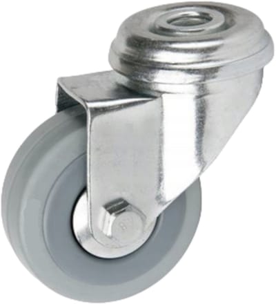 Domino® Zwenkwielen 50 mm Grijs - Maximale Belasting 40kg - Montagegat - Rubberen Wiele - Reservewielen Meubelroller Meubelwielen Wieltjes Zwaarlastwiele Trolleywielen