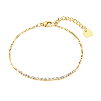 Twice As Nice Armband in goudkleurig edelstaal, 23 kristallen, fijne gourmet 16cm+3cm