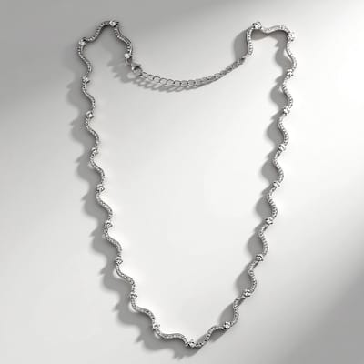 Cavill - Zilveren Halsketting - 925 Sterling Zilver met Platina Plating - 6,135 Ct Cambodjaanse Ronde Zirkonia - Verstelbare Elegante Ketting