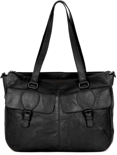 Leren Laptop Schoudertas - 15.6 inch - Fee - Zwart