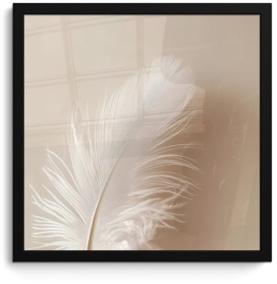 Poster in lijst - Fotolijst 40x40 cm - Posters - Veer - Minimalistisch - Roze - Posterlijst zwart - Decoratie - Wanddecoratie woonkamer - Muurdecoratie slaapkamer