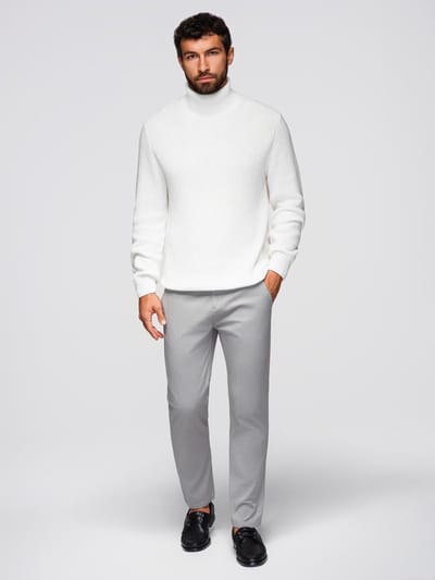 OMBRE Broek - Slim Fit - Katoen - Knopen Grijs S