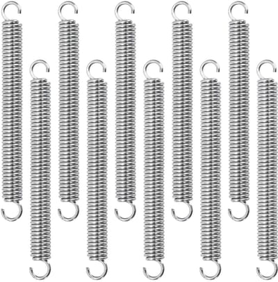 Trekveren Dubbele Haak - Verlengingsveren RVS - Assemblage Onderhoud - Hoge Elasticiteit - 60 mm 1.0 mm - Zilverkleurig