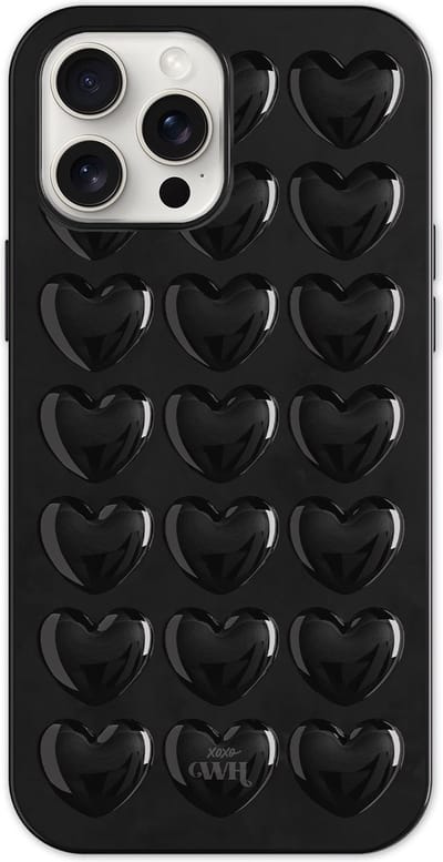 xoxo Wildhearts Heartbreaker Black telefoonhoesje - Geschikt voor iPhone 12 Pro Max - Heart case - Hoesje met hartjes patroon - Case met hart - verstevigde backcover - Zwart