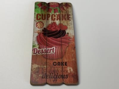 Wandbordje sweet cup cake dessert groen/oranje