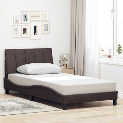 vidaXL - Bedframe - zonder - matras - "Hanko" - 100x200 - cm - stof - donkerbruin