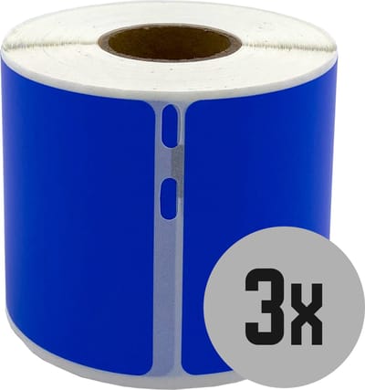 DULA Dymo kompatible Etiketten, S0722430 99014, 101 mm x 54 mm, Blau, Permanent, 3 Rollen, 220 Etiketten pro Rolle