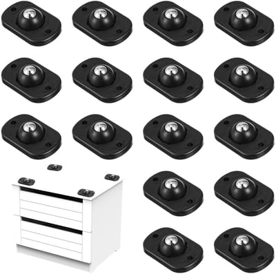 Set van 20 Mini Ball Rolls Zelfklevende 360° Draaibare Meubelwielen voor Keukenapparatuur, Afvalbak en Opbergdozen