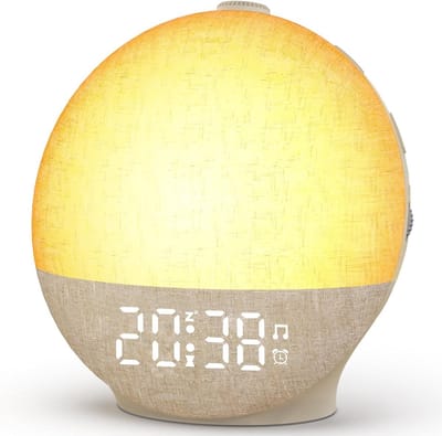 Zonsopgang Wekker - Nachtlamp Wekker - Rustig Wakker Worden - 30 Natuurlijke Geluiden - 15.5 x 6.5 cm