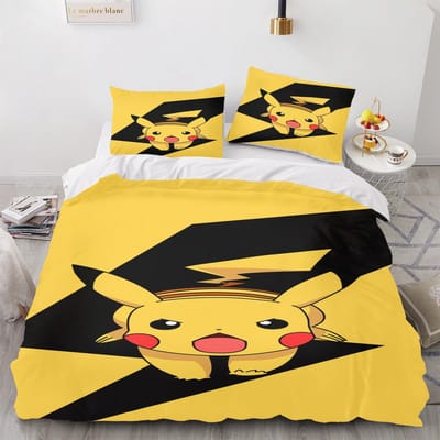 Pokémon Anime Dekbedovertrek Set Comforte Beddengoed Sets met Cartoon Print Twin Maat Kerstcadeaus 3-delig AU King(245*210cm)3pcs