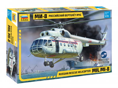Zvezda Modelbouwpakket Helikopters - 7254 Mil Mi-8 Hip - MCHS - Russische Reddingshelikopter Plastic - 1:72 - Modelbouw