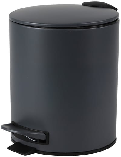 Urban Living Pedaalemmer Toulon - antraciet - 5 liter - metaal - L21 x H26 cm - soft-close - toilet/badkamer