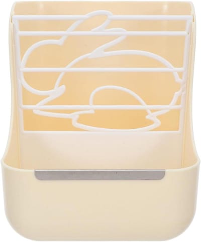 Konijnenhooi Voederbak - Hooiruif Cavia - Netjes Voeren - Roestvrijstalen Stabiel - 17.5 x 14.8 x 14 cm - Beige