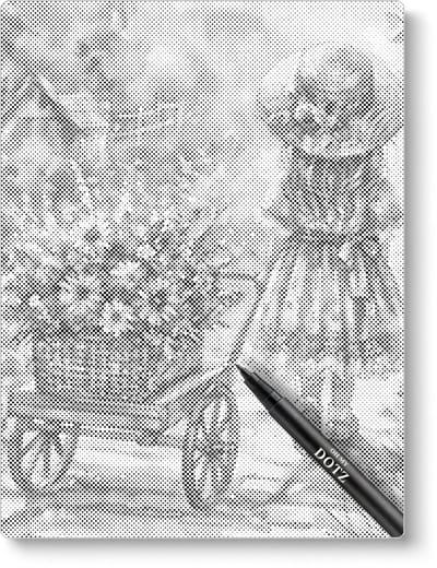 Meisje Met Bloemenkar | Dot painting | 30x40cm | Dot painting | Oh My Dotz | Dots stippen | Diamond painting & Schilderen op nummer alternatief | Happy hobby