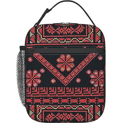 Drie Bloemen Palestijnse Borduurwerk Geïsoleerde Lunchtas voor Kinderen School Koeltas Thermische Voedseldoos Tote Lunchboxen Container One Size